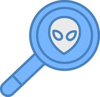 Aliens Line Filled Blue Icon vector