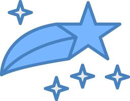 Shooting Star Line Filled Blue Icon vector