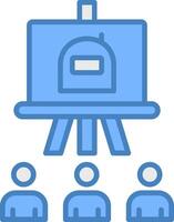 Training Course Line Filled Blue Icon vector