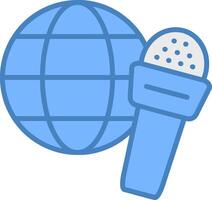 Global News Line Filled Blue Icon vector