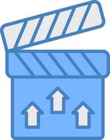 Clapperboard Line Filled Blue Icon vector