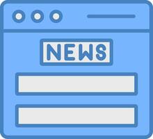 News Feed Line Filled Blue Icon vector