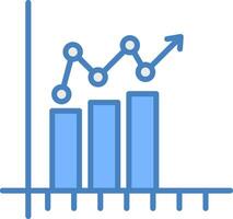 Bar Chart Line Filled Blue Icon vector