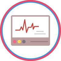 ecg monitor plano circulo icono vector