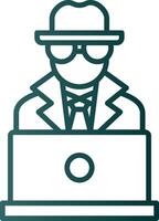 icono de gradiente de línea de spyware vector