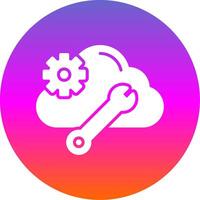 nube informática glifo degradado circulo icono diseño vector