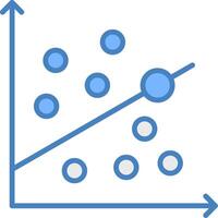 Scatter Graph Line Filled Blue Icon vector