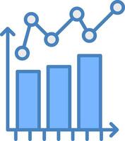 Bar Chart Line Filled Blue Icon vector