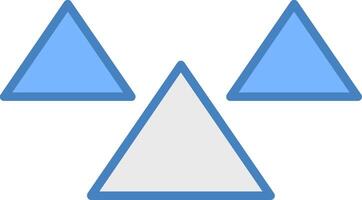 triangulos línea lleno azul icono vector