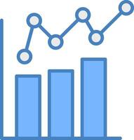 Bar Chart Line Filled Blue Icon vector