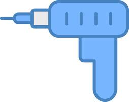 Nail Gun Line Filled Blue Icon vector