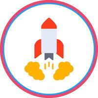 Rocket Launch Flat Circle Icon vector