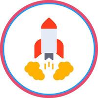 Rocket Launch Flat Circle Icon vector