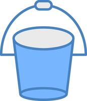 Bucket Line Filled Blue Icon vector