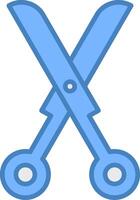 Scissors Line Filled Blue Icon vector