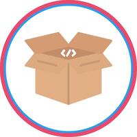 Open Box Flat Circle Icon vector