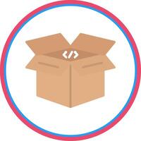 Open Box Flat Circle Icon vector