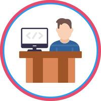 Programmer Flat Circle Icon vector
