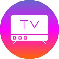 televisión glifo degradado circulo icono diseño vector