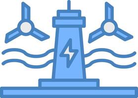 Tidal Power Line Filled Blue Icon vector