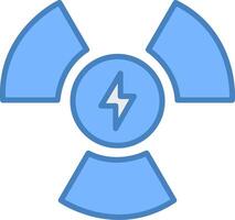 nuclear poder línea lleno azul icono vector