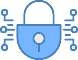 Cyber Security Line Filled Blue Icon vector