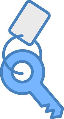 Keychain Line Filled Blue Icon