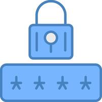 Password Line Filled Blue Icon vector