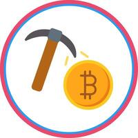 Bitcoin Mining Flat Circle Icon vector
