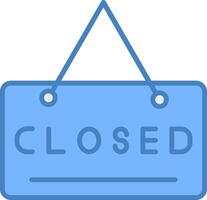 Closed Sign Line Filled Blue Icon vector