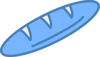 Baguette Line Filled Blue Icon vector