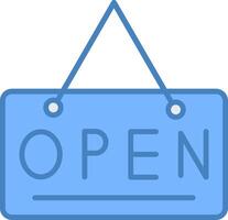 Open Sign Line Filled Blue Icon vector