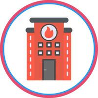 Fire Station Flat Circle Icon vector