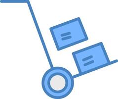 Hand Truck Line Filled Blue Icon vector