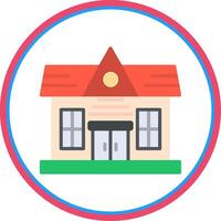 Bungalow Flat Circle Icon vector