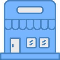 Supermarket Line Filled Blue Icon vector