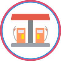 Gas Station Flat Circle Icon vector