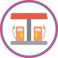 gas estación plano circulo icono vector