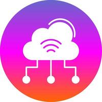 nube informática glifo degradado circulo icono diseño vector