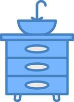 lavabo línea lleno azul icono vector