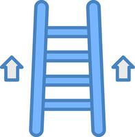 escalera línea lleno azul icono vector