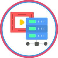 Multimedia Database Flat Circle Icon vector