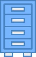 Cabinet Line Filled Blue Icon vector