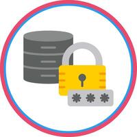 Secured Database Flat Circle Icon vector