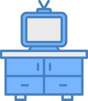 Tv Table Line Filled Blue Icon vector