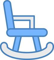 Rocking Chair Line Filled Blue Icon vector