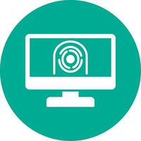 Security Computer Faceprint Multi Color Circle Icon vector