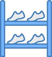 Shoe Rack Line Filled Blue Icon vector