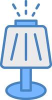 mesa lámpara línea lleno azul icono vector