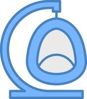 Egg Chair Line Filled Blue Icon vector